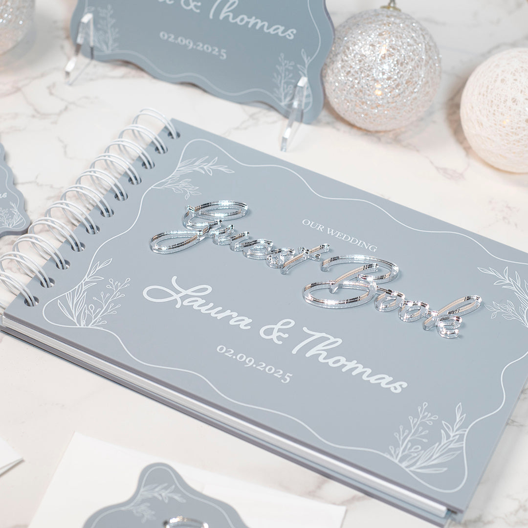 Wavy Edge 3D Acrylic Wedding Guest Book-Weddings by Lumi