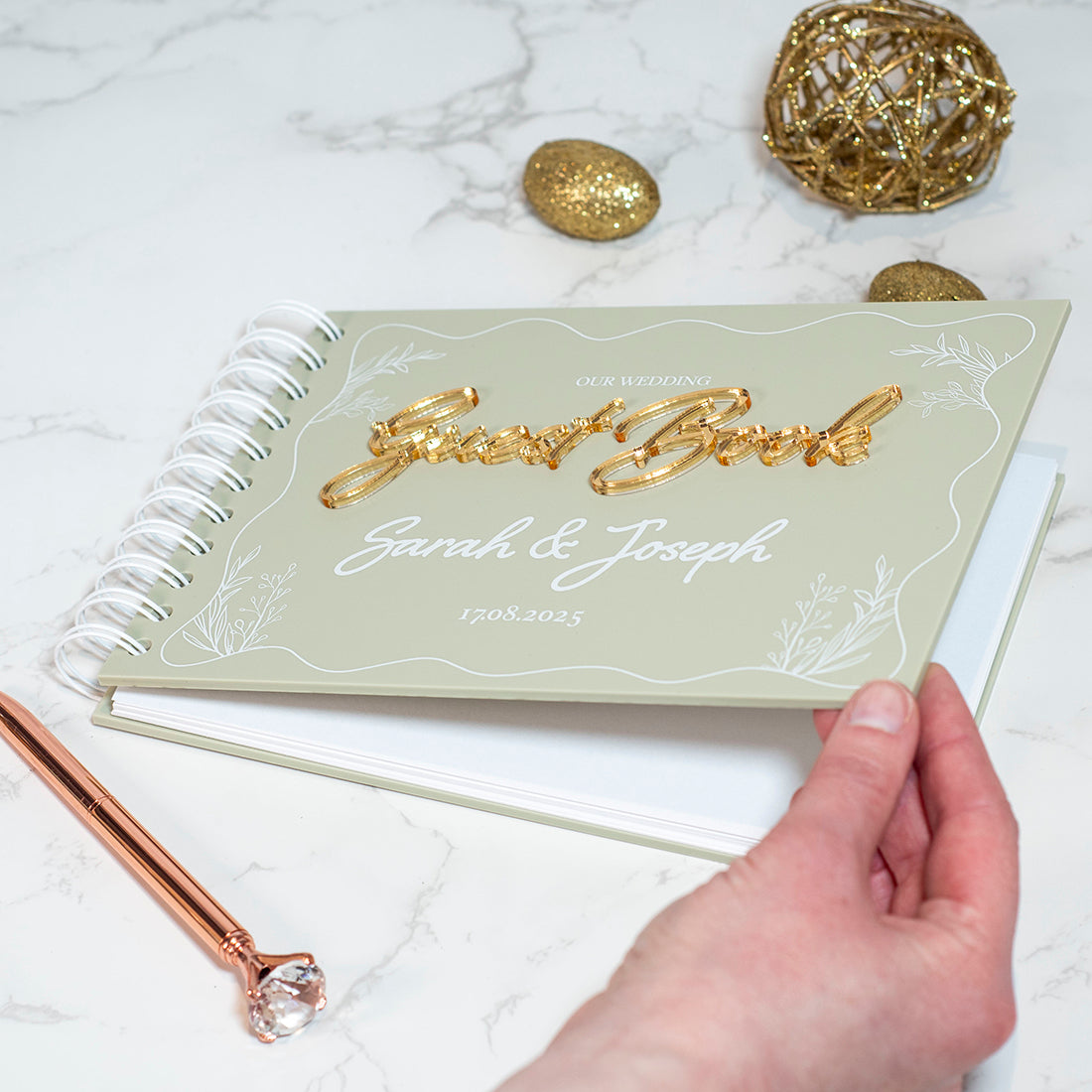 Wavy Edge 3D Acrylic Wedding Guest Book