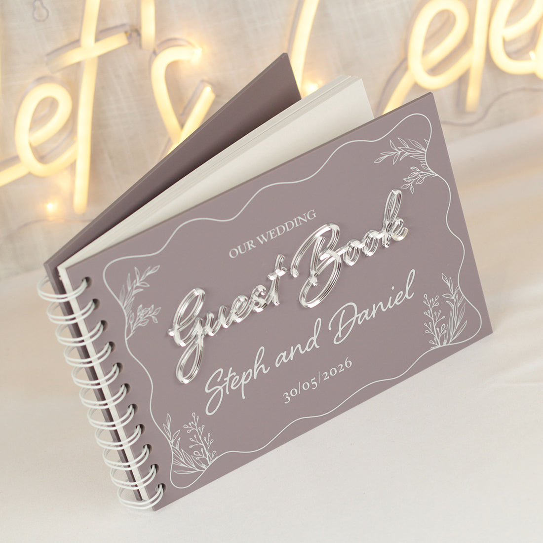 Wavy Edge 3D Acrylic Wedding Guest Book-Weddings by Lumi