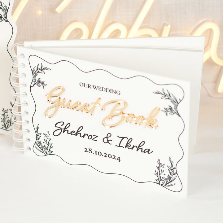 Wavy Edge 3D Acrylic Wedding Guest Book-Weddings by Lumi