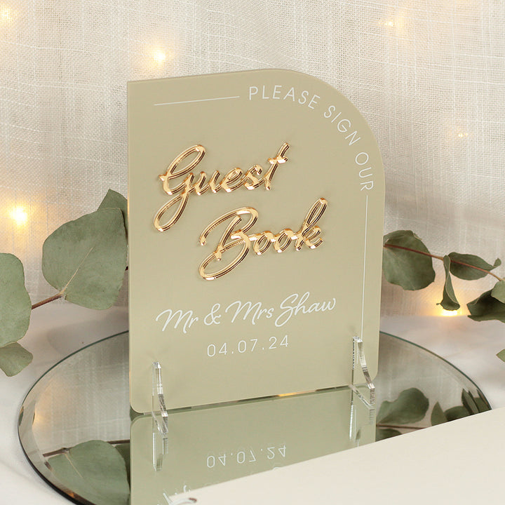 Modern Arch Sign Our Guest Book Acrylic 3D Sign-Weddings by Lumi