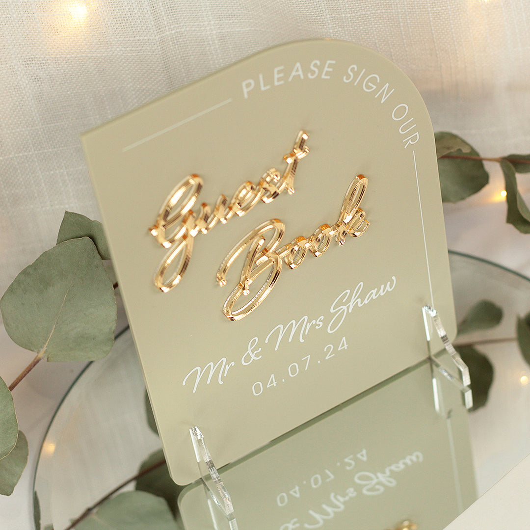 Modern Arch Sign Our Guest Book Acrylic 3D Sign-Weddings by Lumi