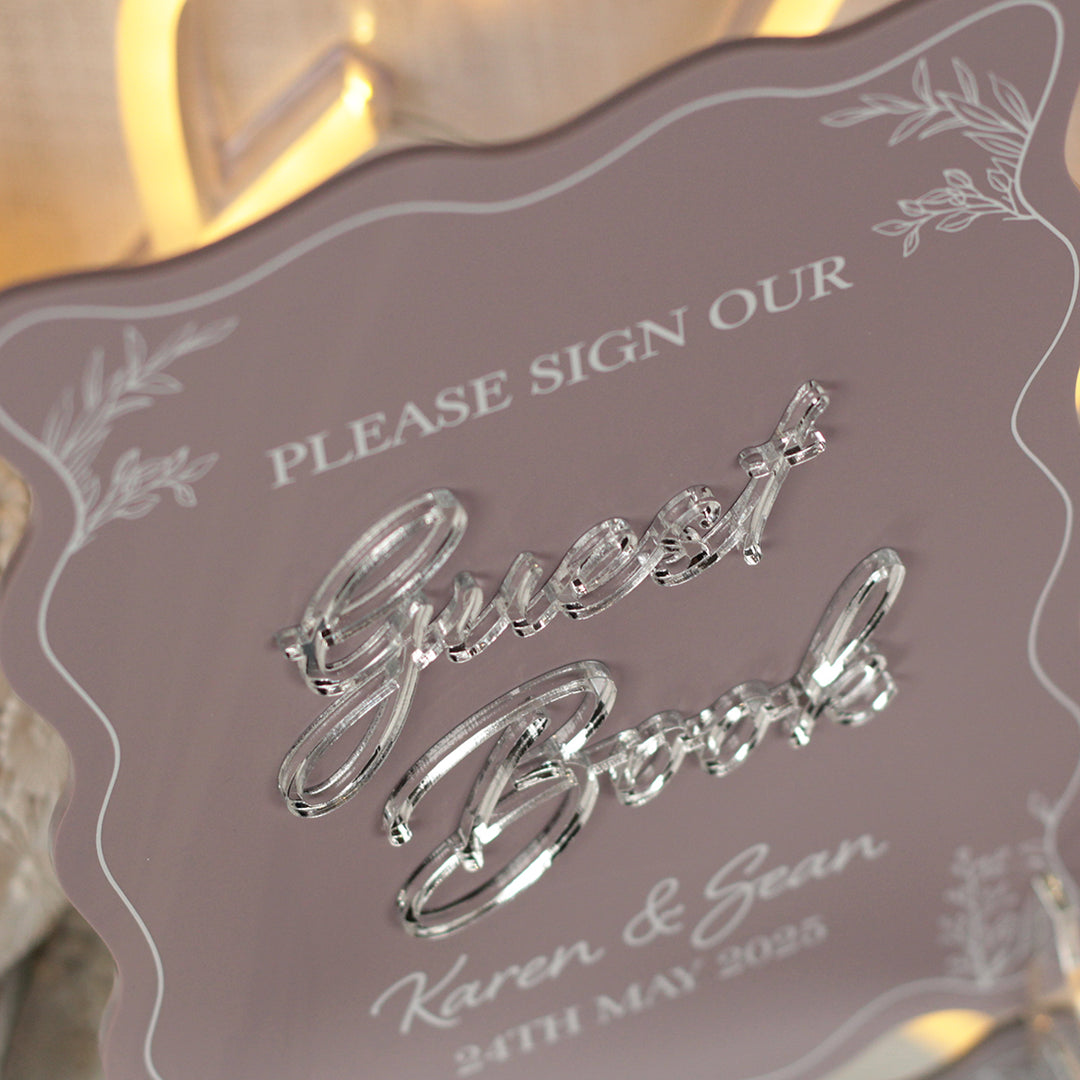 Wavy Edge Sign Our Guest Book Acrylic Sign-Weddings by Lumi
