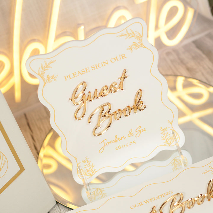 Wavy Edge Sign Our Guest Book Acrylic Sign