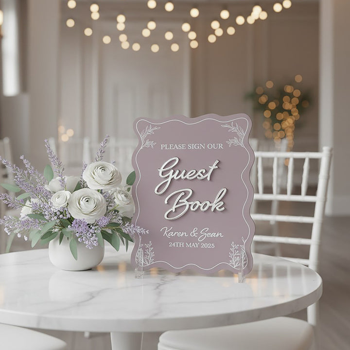 Wavy Edge Sign Our Guest Book Acrylic Sign