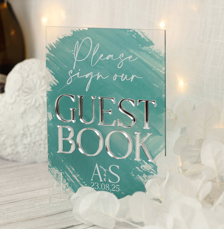Colour Splash Sign our Guest Book Acrylic Sign