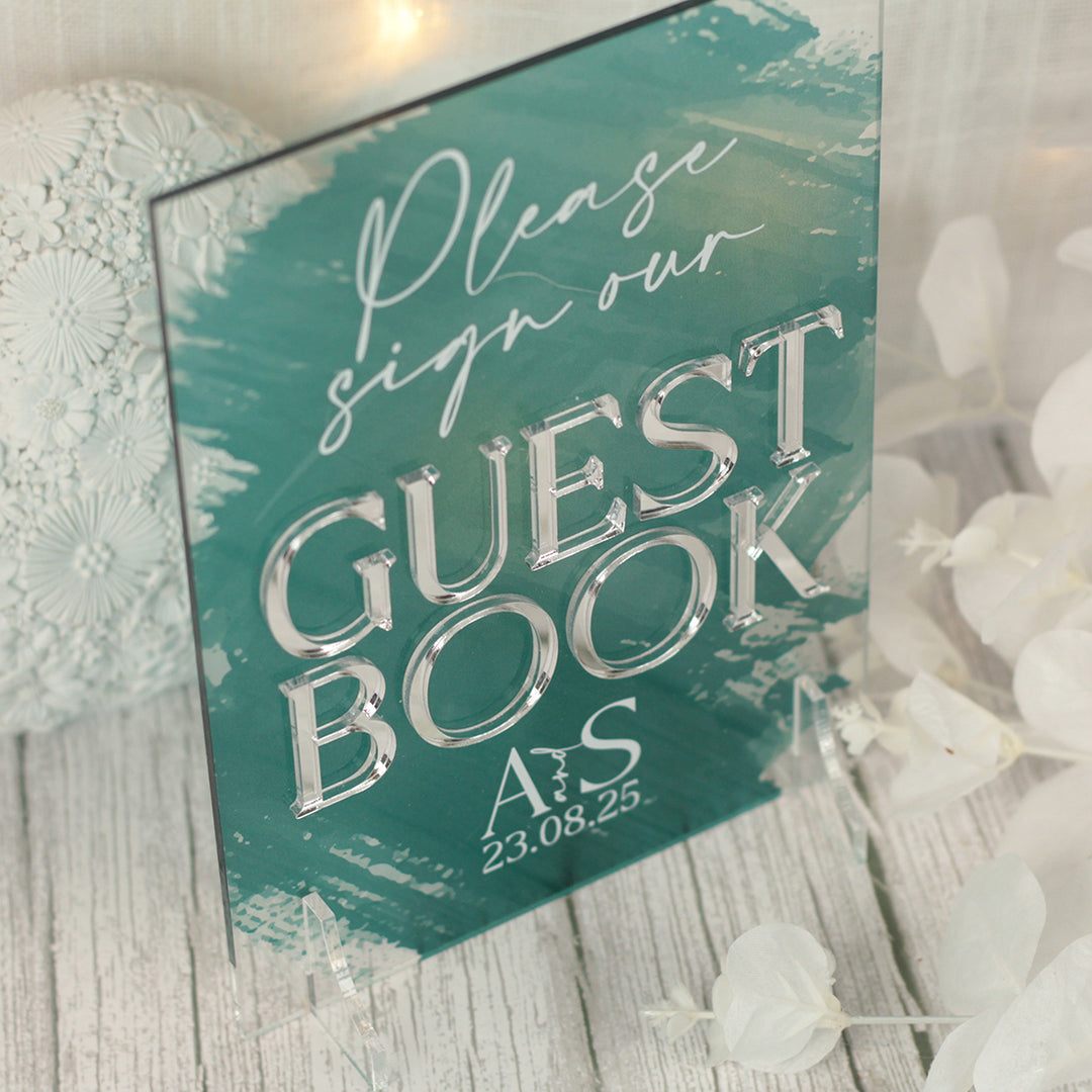 Colour Splash Sign our Guest Book Acrylic Sign