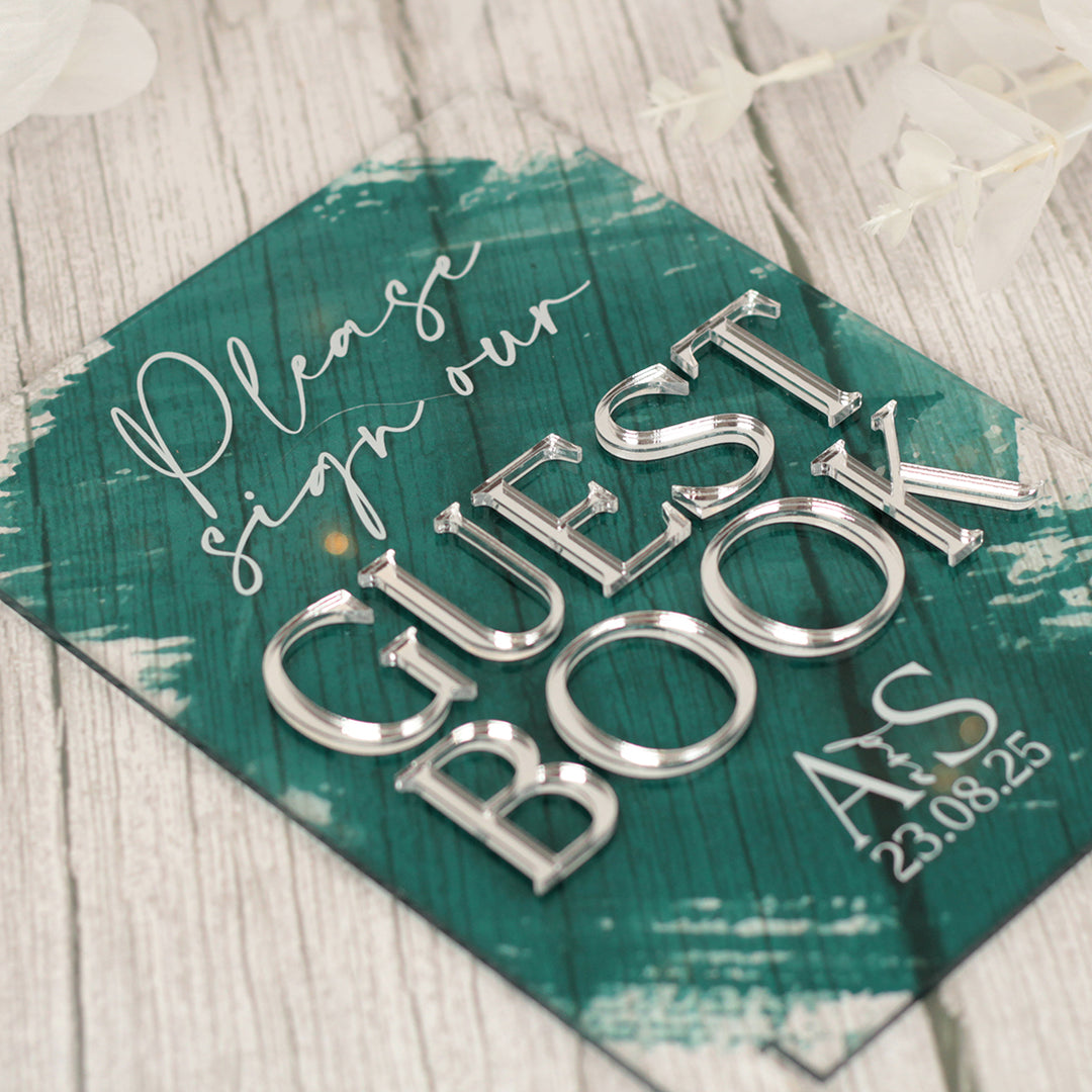 Colour Splash Sign our Guest Book Acrylic Sign