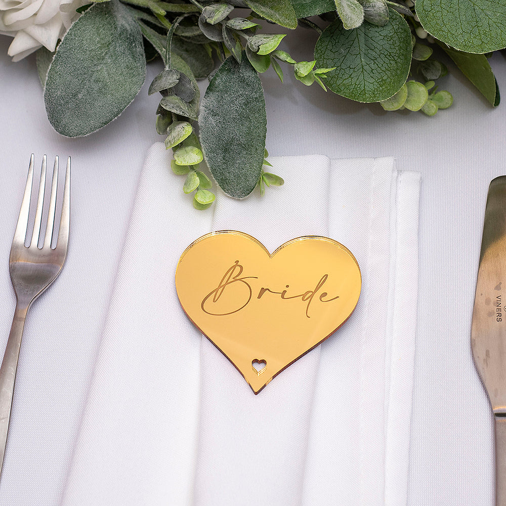 Love Heart Mirror or Matte Acrylic Wedding Place Setting-Weddings by Lumi