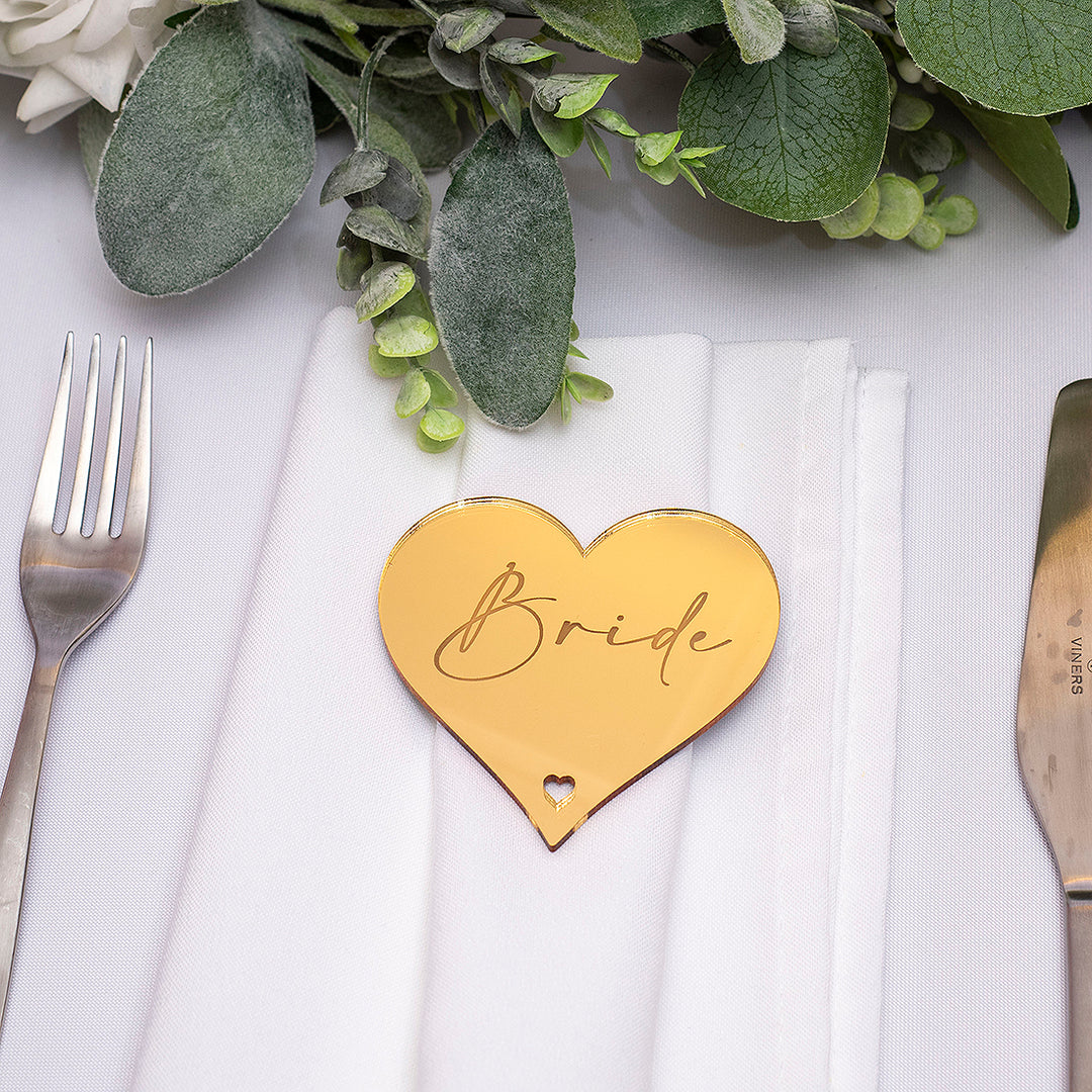 Love Heart Mirror or Matte Acrylic Wedding Place Setting-Weddings by Lumi