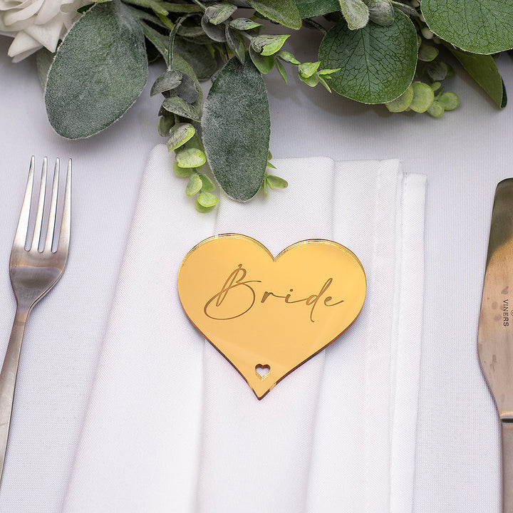 Love Heart Mirror or Matte Acrylic Wedding Place Setting-Weddings by Lumi