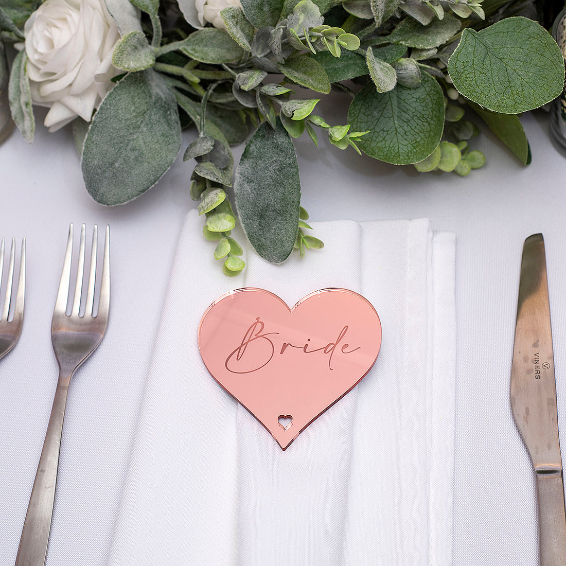 Love Heart Mirror or Matte Acrylic Wedding Place Setting