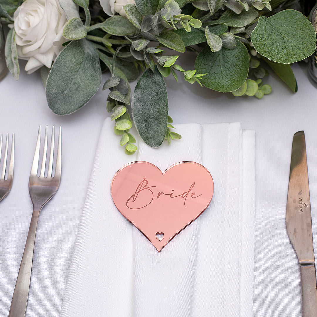Love Heart Mirror or Matte Acrylic Wedding Place Setting-Weddings by Lumi