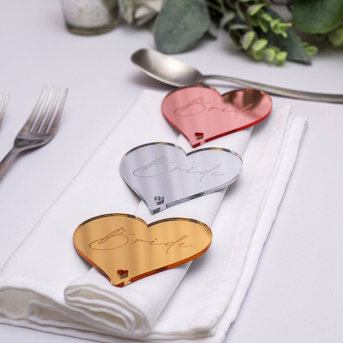 Love Heart Mirror or Matte Acrylic Wedding Place Setting