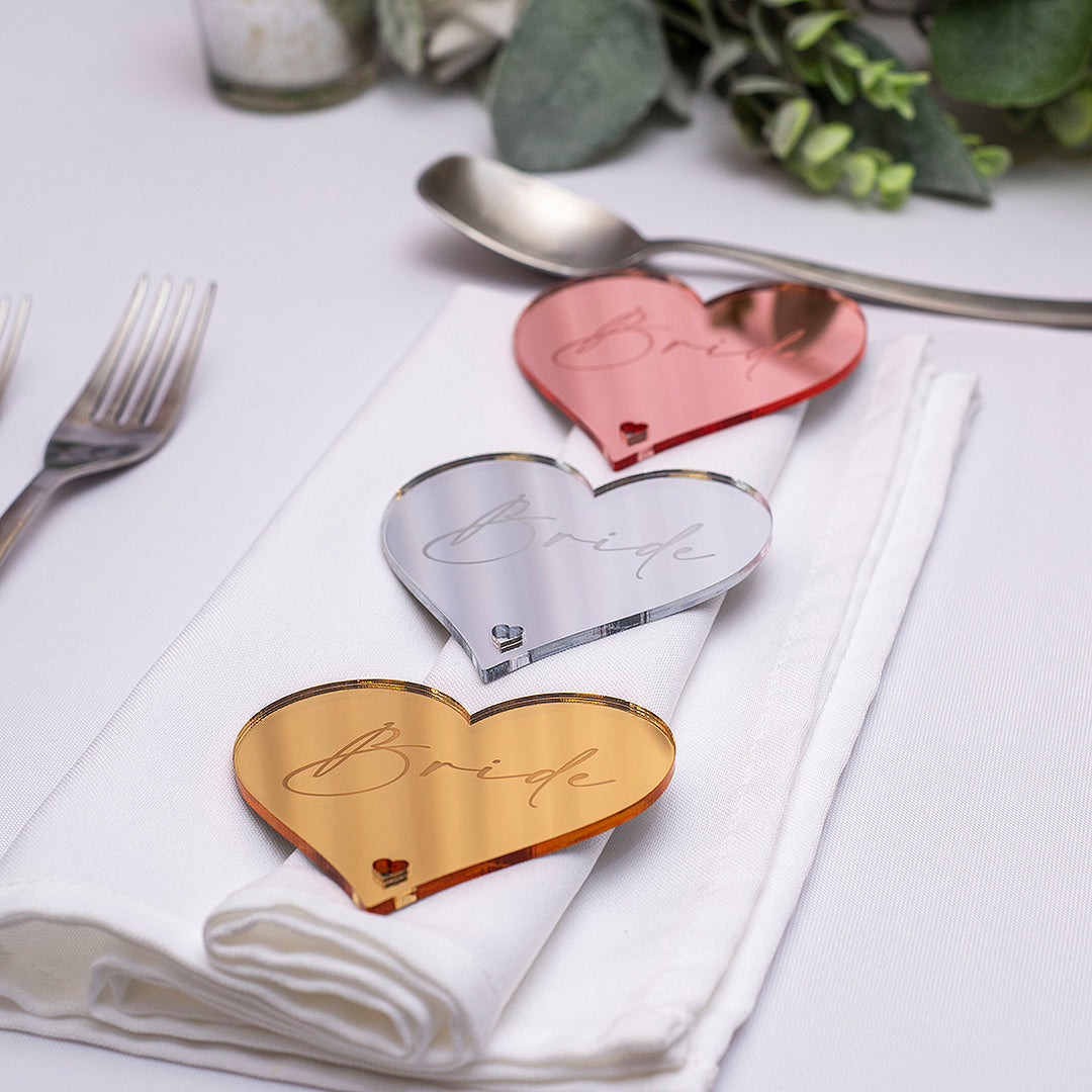 Love Heart Mirror or Matte Acrylic Wedding Place Setting-Weddings by Lumi