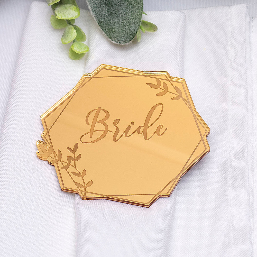 Botanical Hexagon Mirror or Matte Acrylic Wedding Place Setting-Weddings by Lumi