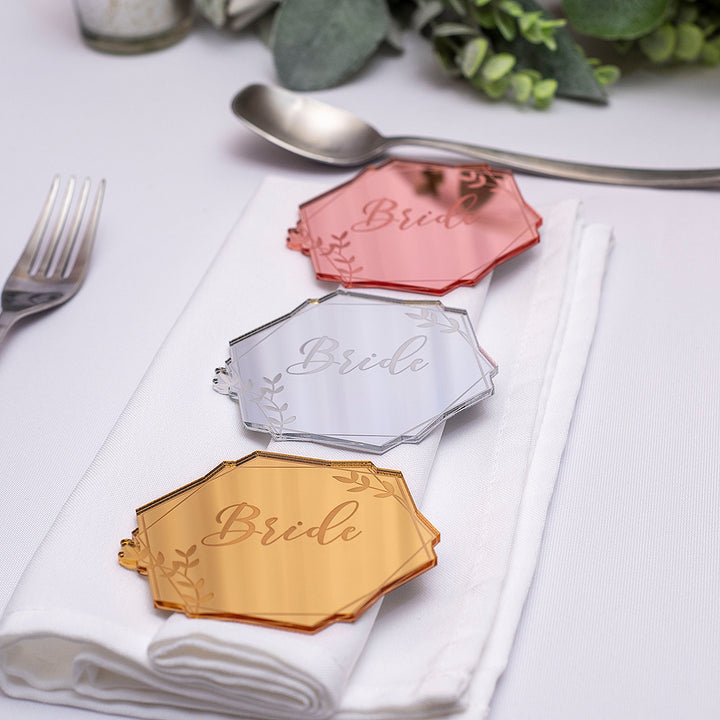 Botanical Hexagon Mirror or Matte Acrylic Wedding Place Setting-Weddings by Lumi