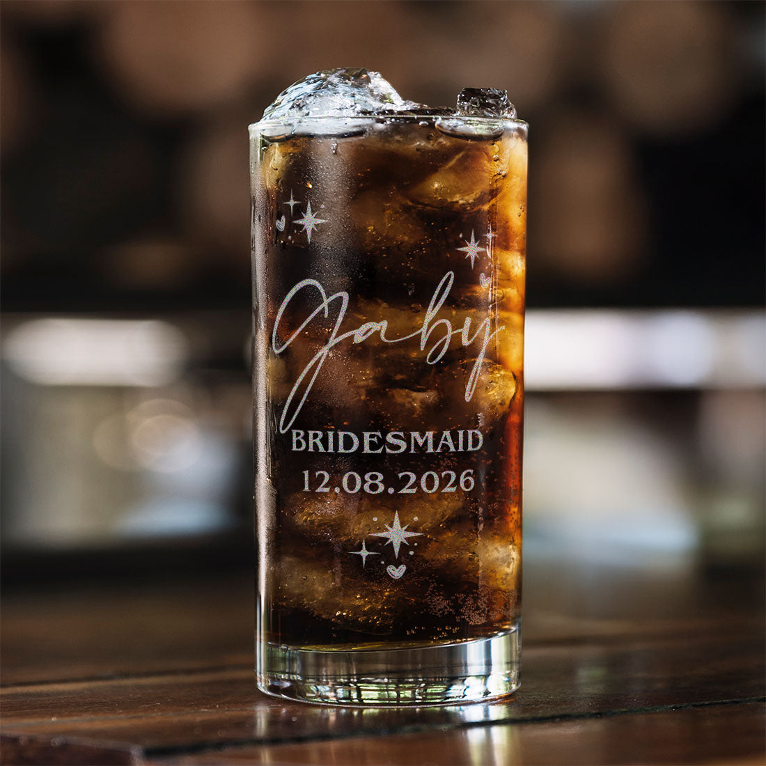 Personalised Highball Glass Bridal Party Pink Pamper Gift Box