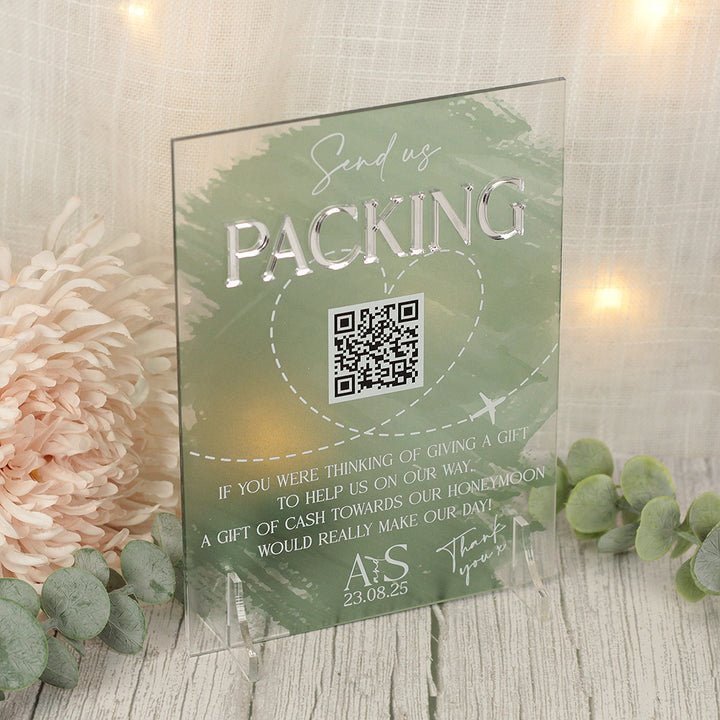 Colour Splash Honeymoon Fund QR Code Acrylic Sign
