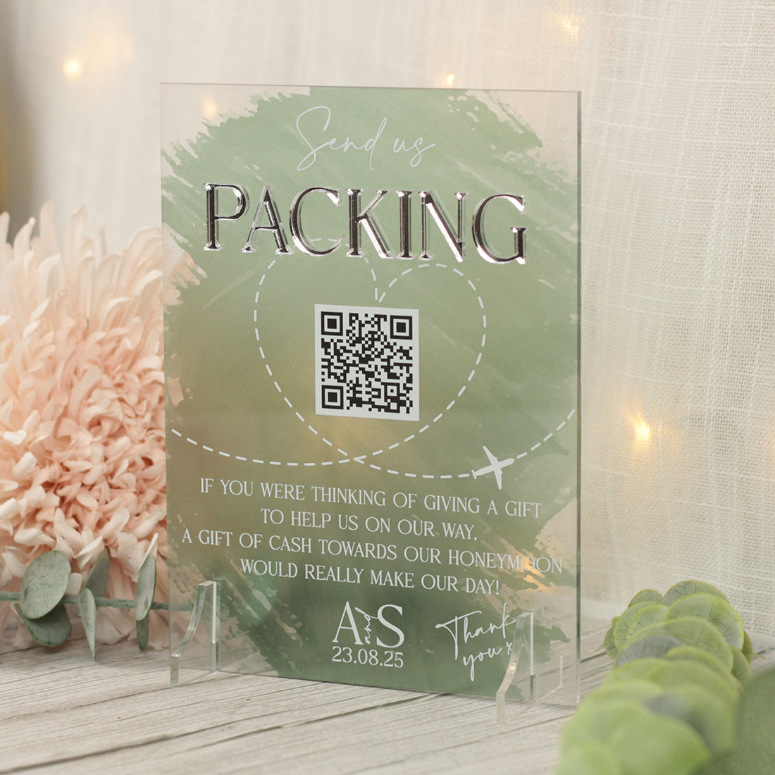 Colour Splash Honeymoon Fund QR Code Acrylic Sign