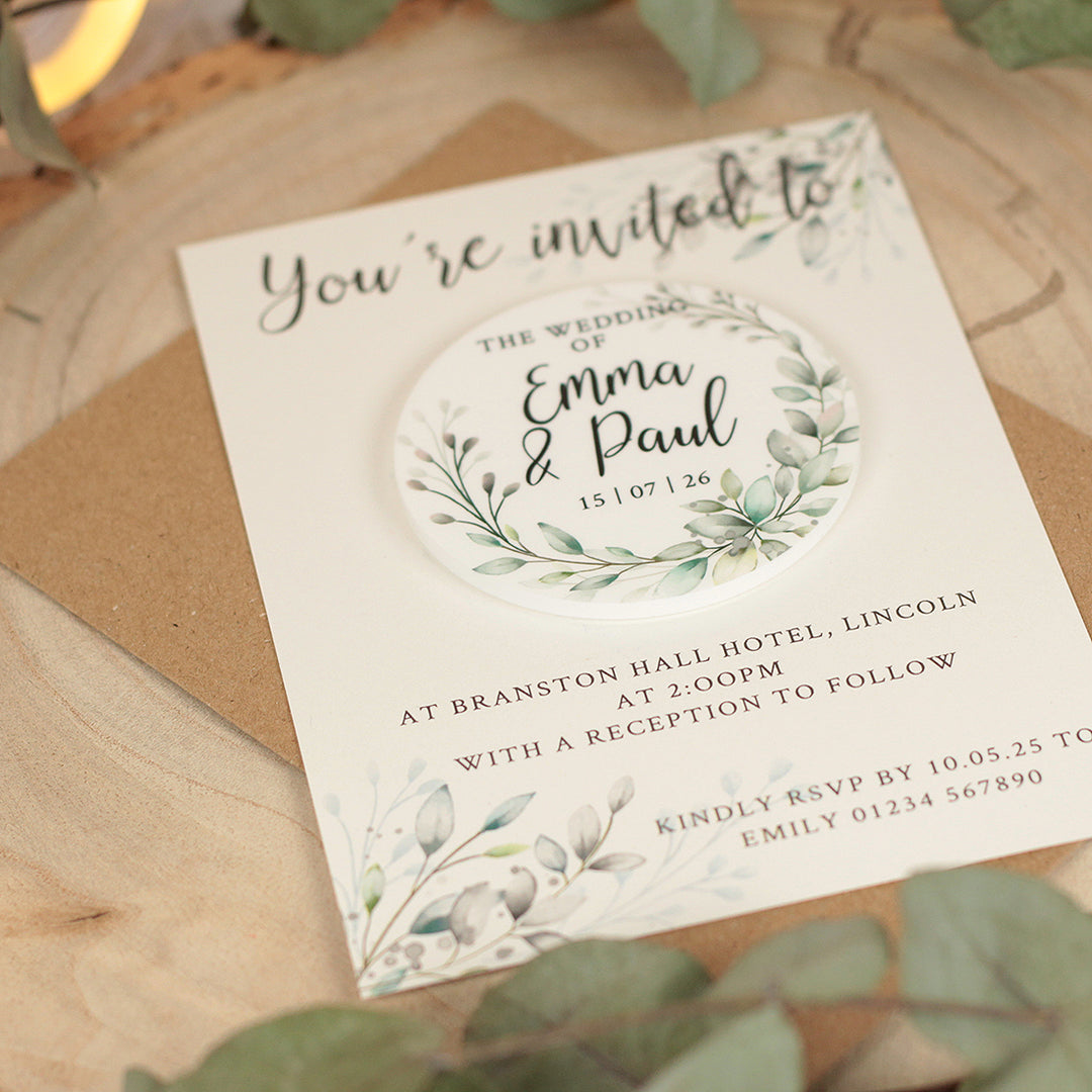 Botanical Wreath Wedding Invitation Acrylic Magnet-Weddings by Lumi
