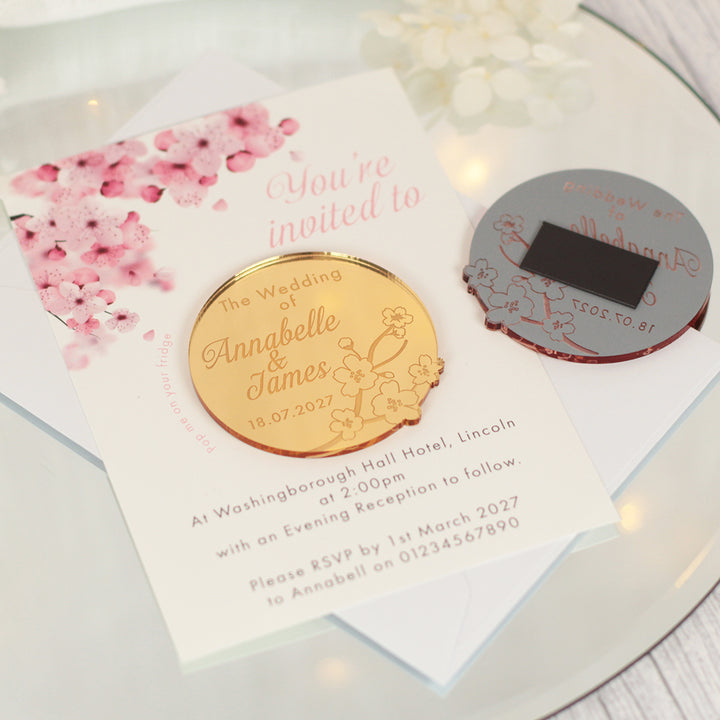 Cherry Blossom Wedding Invitation Magnet
