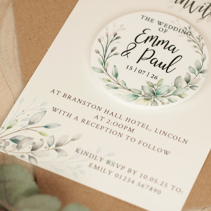 Botanical Wreath Wedding Invitation Acrylic Magnet-Weddings by Lumi