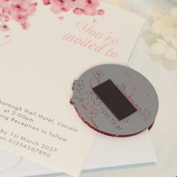 Cherry Blossom Wedding Invitation Magnet