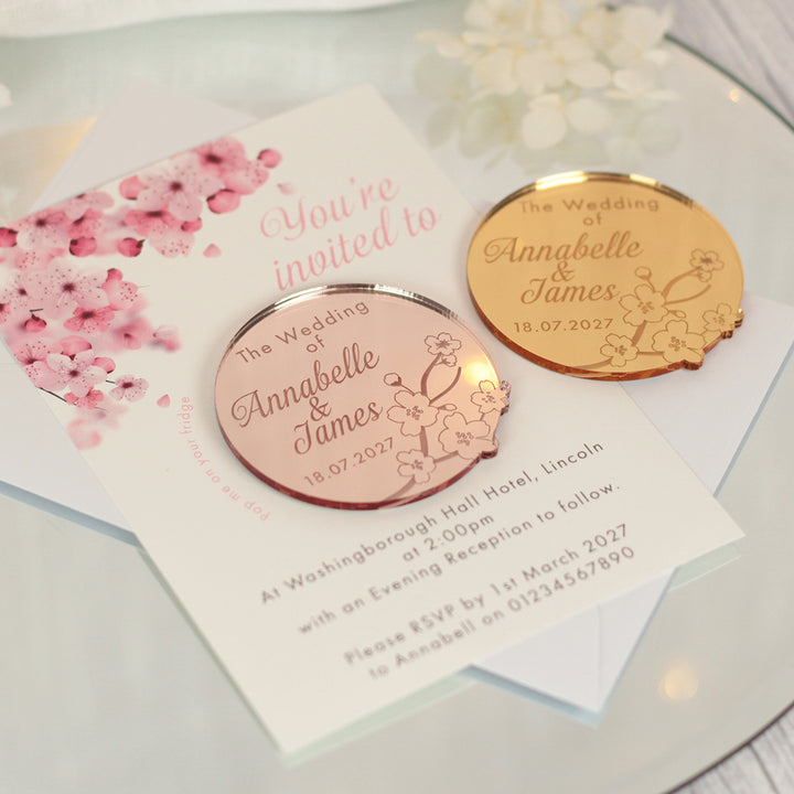 Cherry Blossom Wedding Invitation Magnet