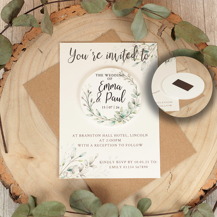 Botanical Wreath Wedding Invitation Acrylic Magnet-Weddings by Lumi