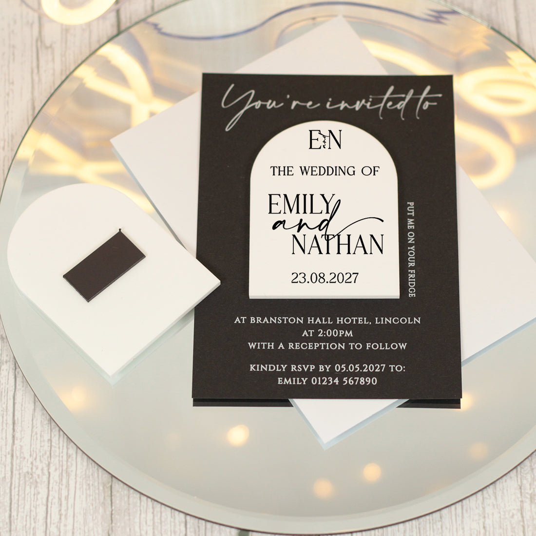 Manhattan Acrylic Wedding Invitation Magnets & Cards