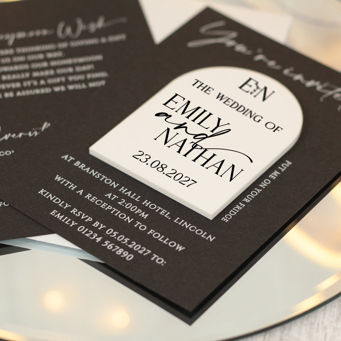 Manhattan Acrylic Wedding Invitation Magnets & Cards
