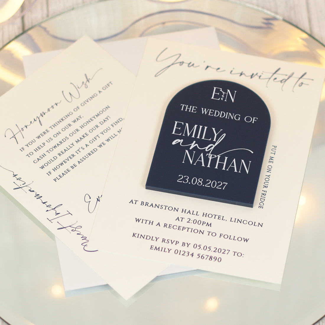 Manhattan Acrylic Wedding Invitation Magnets & Cards