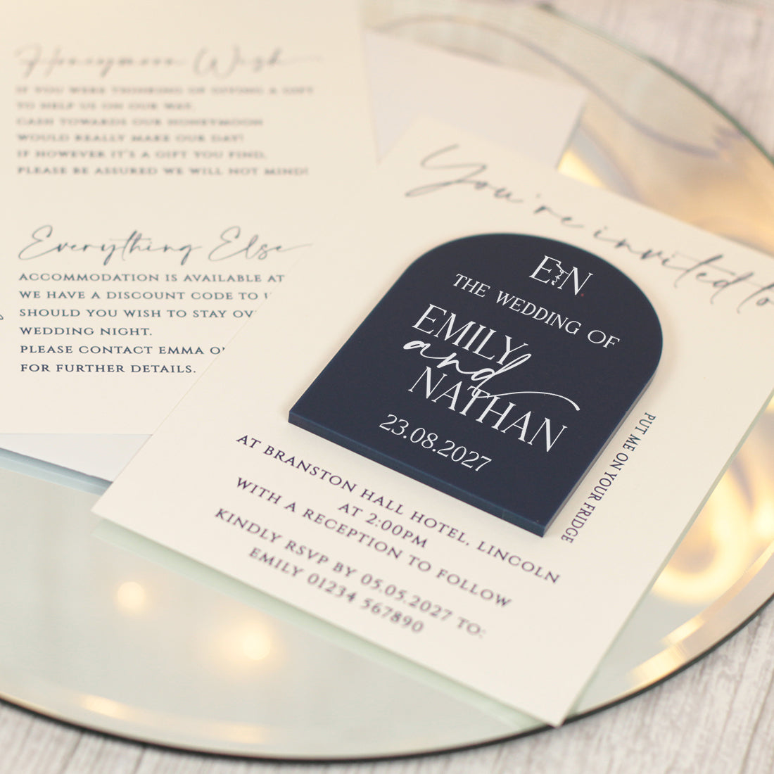 Manhattan Acrylic Wedding Invitation Magnets & Cards