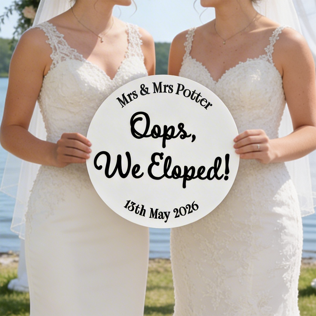 We Eloped Wedding Photo Acrylic 3D Sign Board