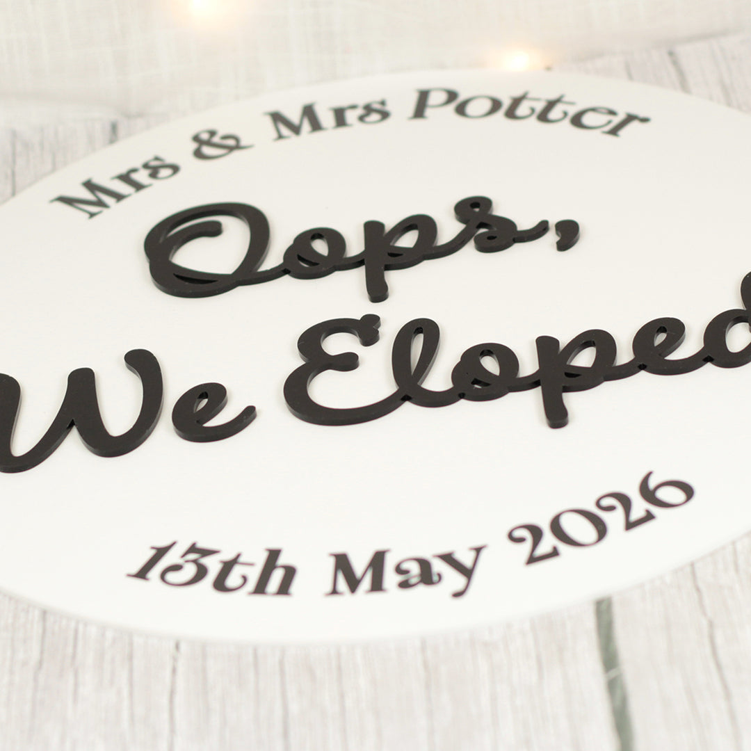 We Eloped Wedding Photo Acrylic 3D Sign Board