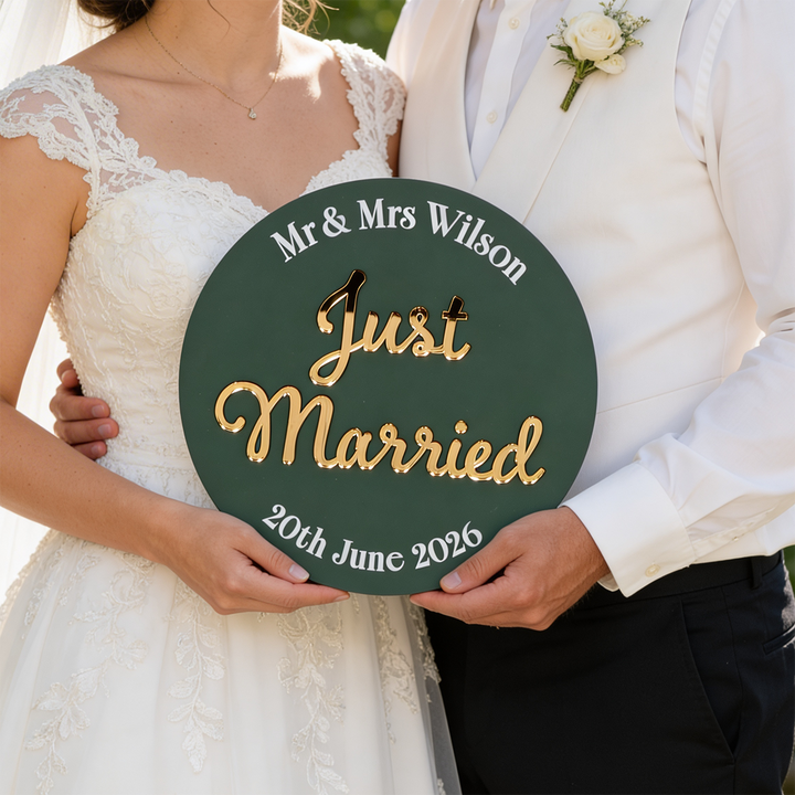 Just Married Wedding Photo Acrylic 3D Sign Board