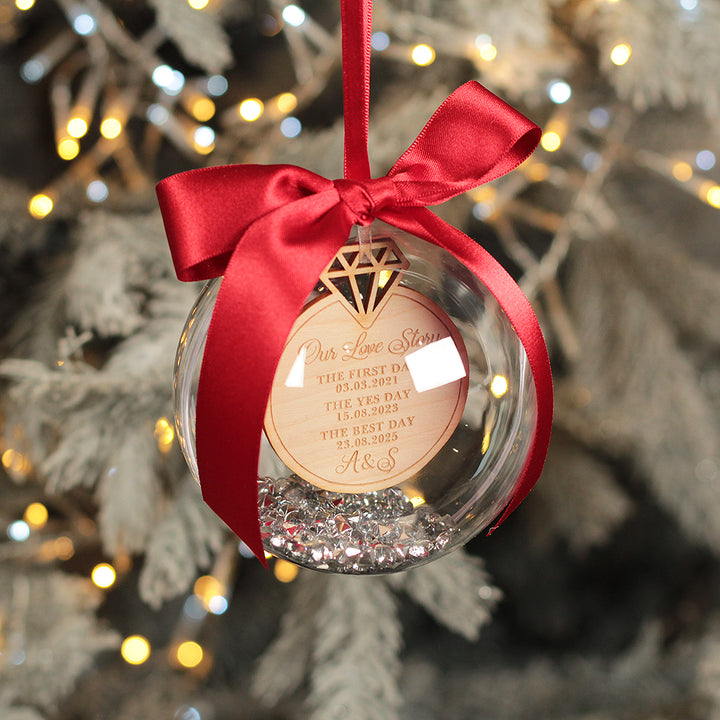 Personalised Love Story Christmas Bauble