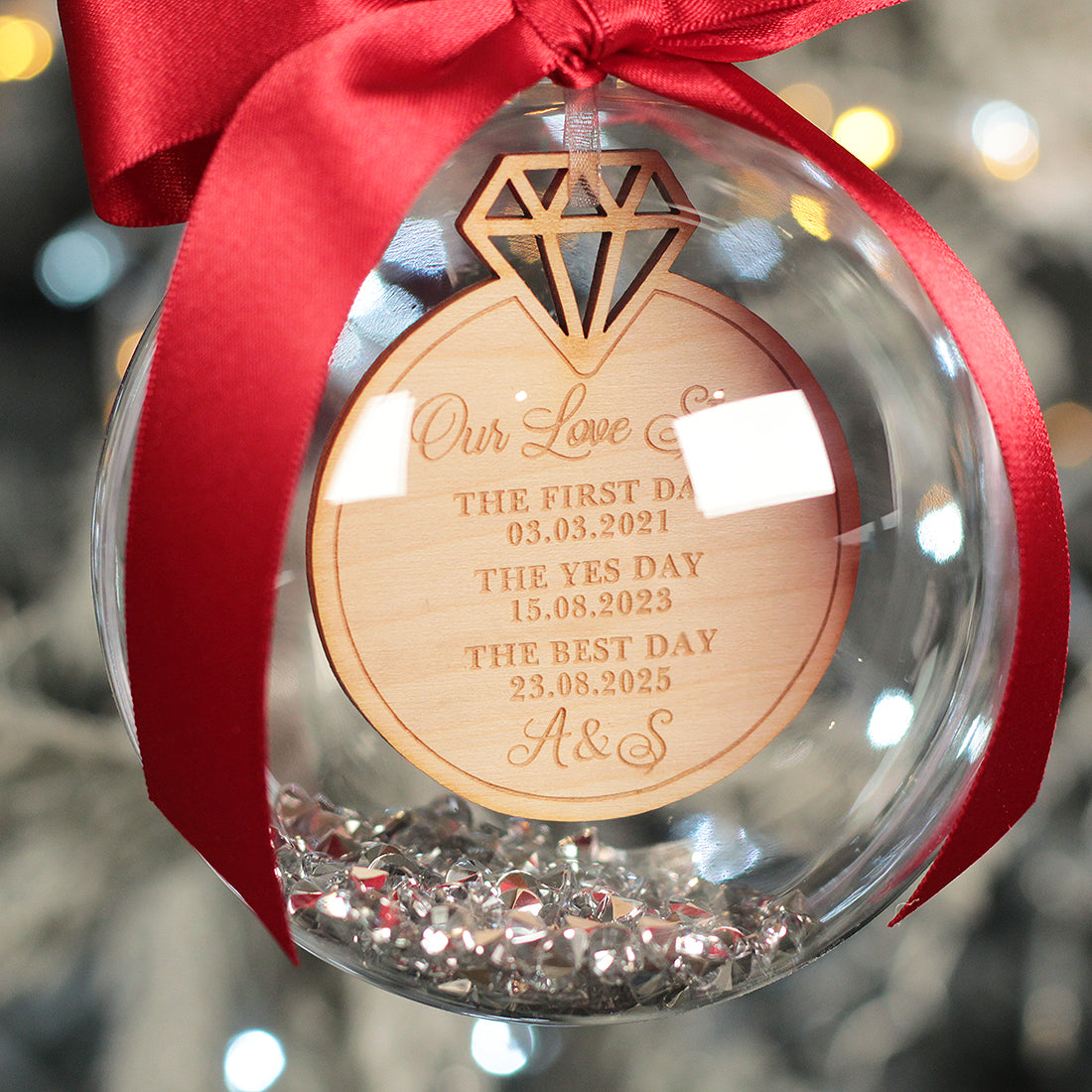 Personalised Love Story Christmas Bauble