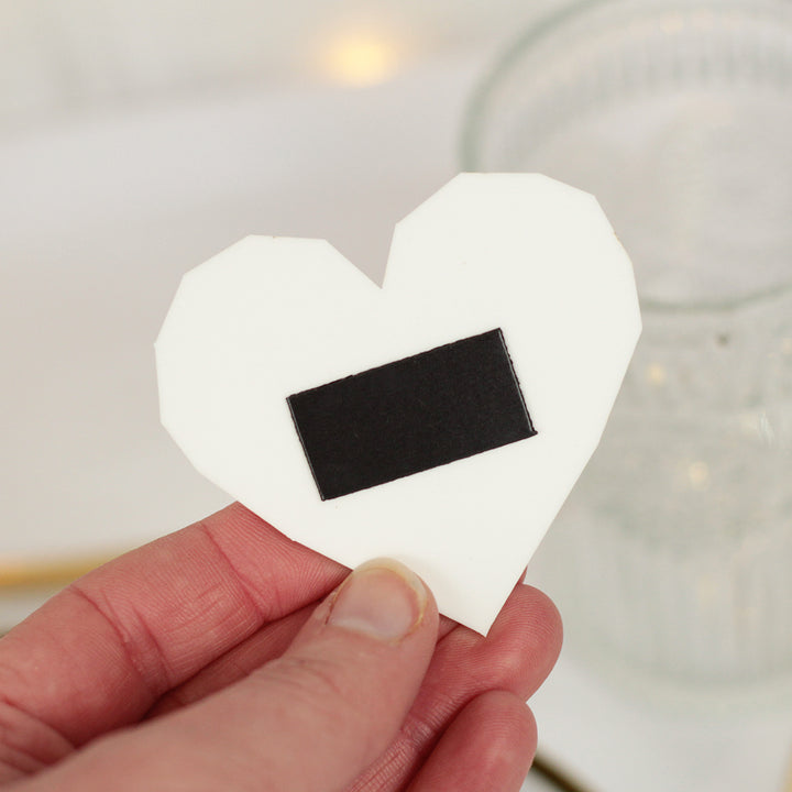 Geometric Heart Matte White Acrylic Wedding Favour Magnet-Weddings by Lumi