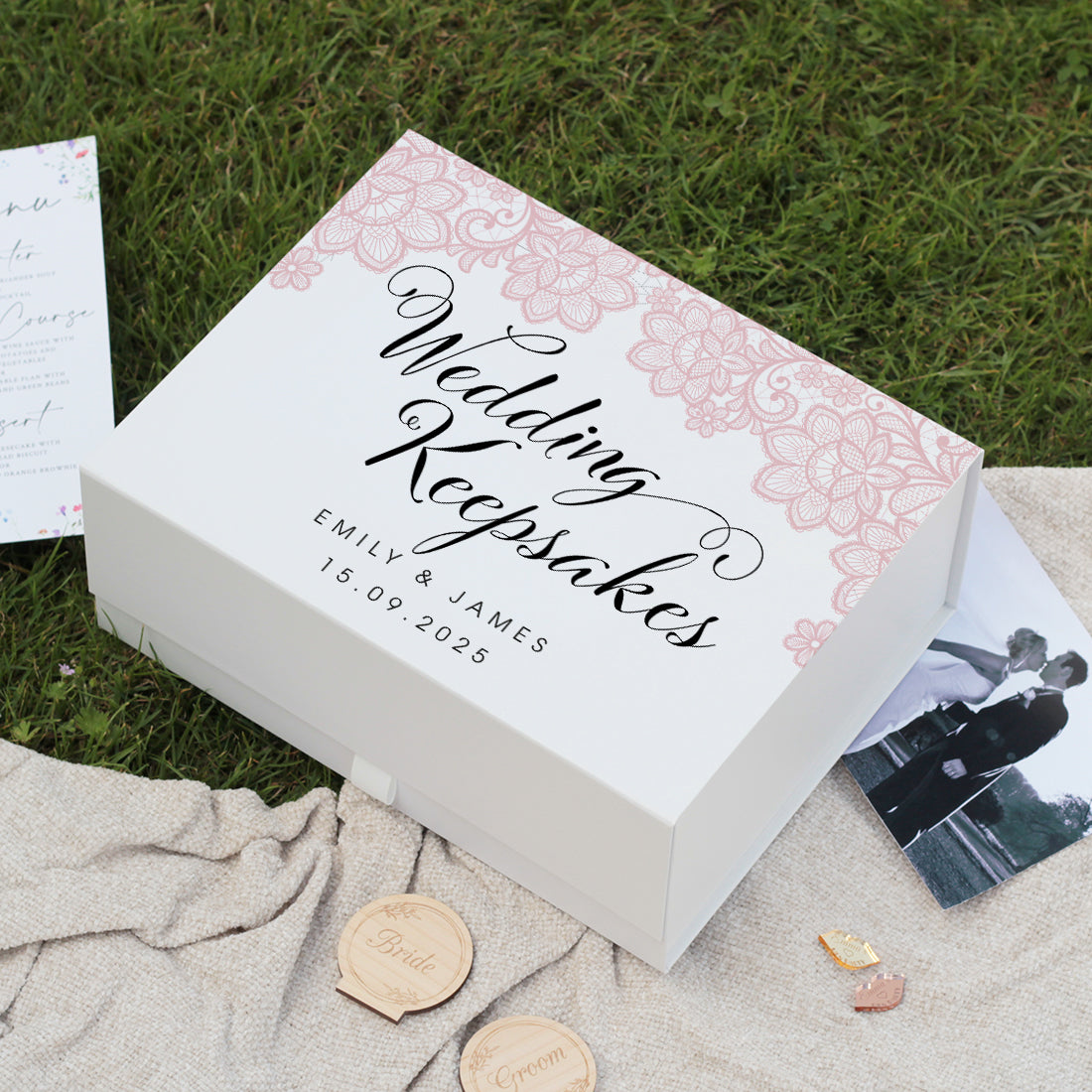 Lace Heirloom Magnetic Memory Keepsake Box-Weddings by Lumi