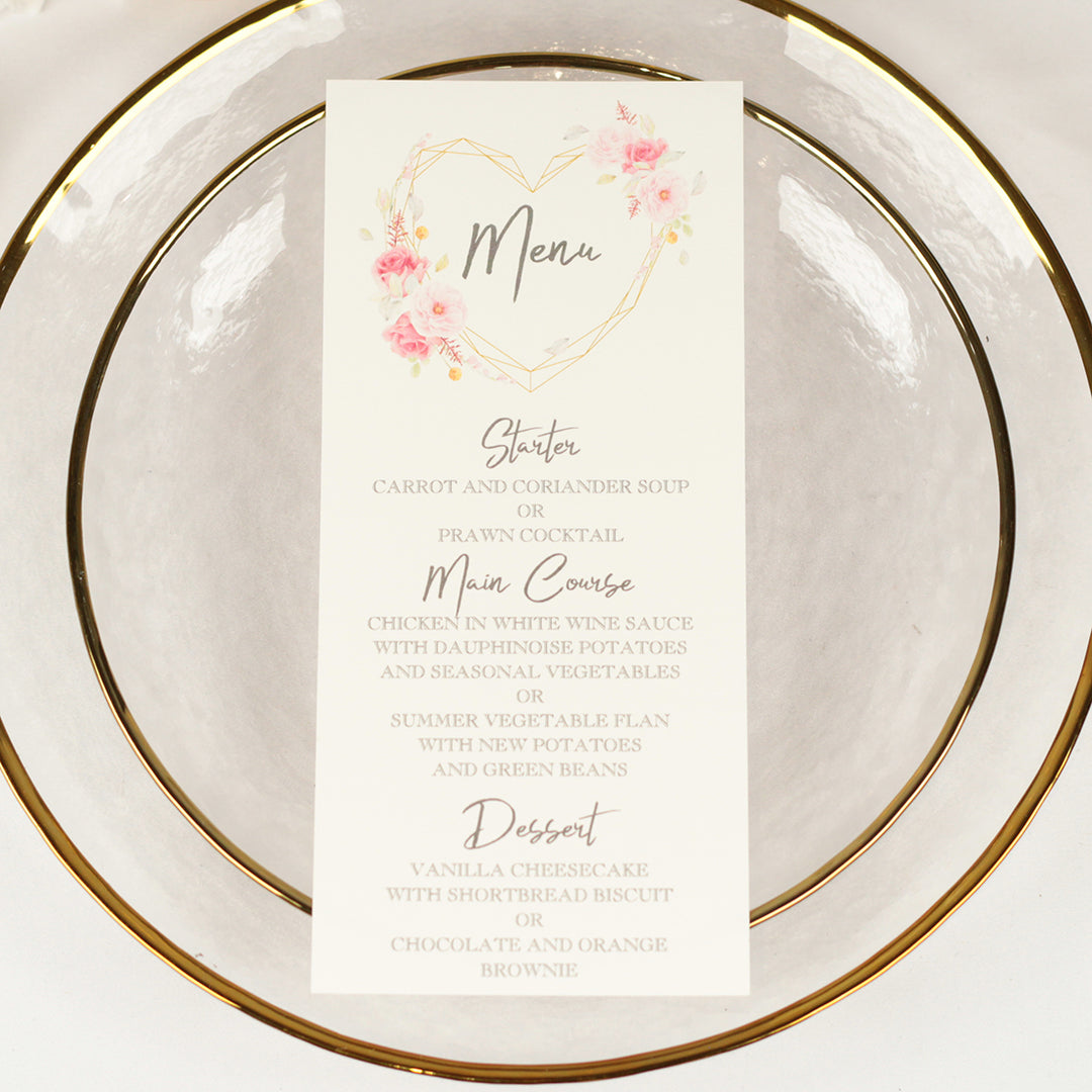 Geometric Floral Heart Menu Postcard-Weddings by Lumi