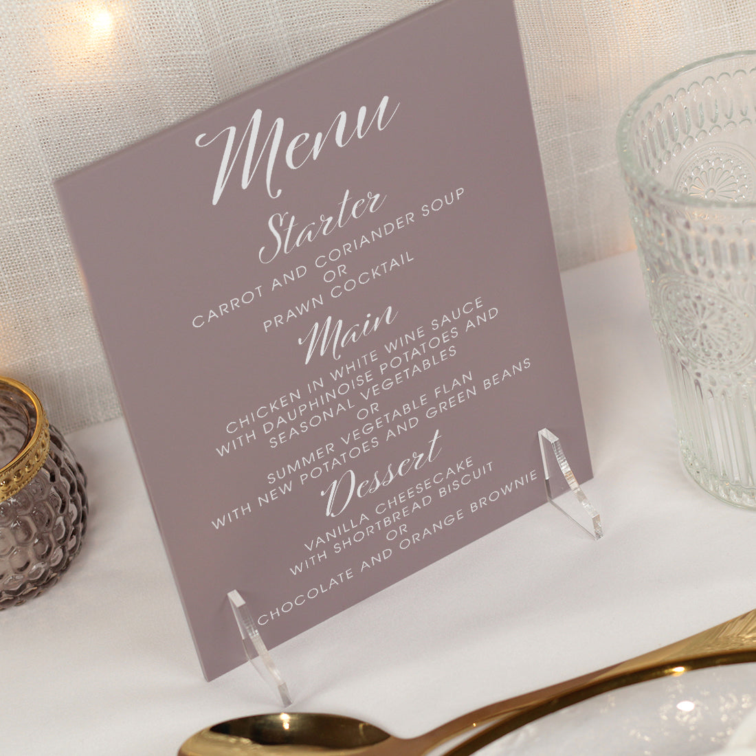 Elegant Script Pastel Acrylic Menu