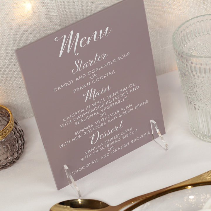 Elegant Script Pastel Acrylic Menu-Weddings by Lumi