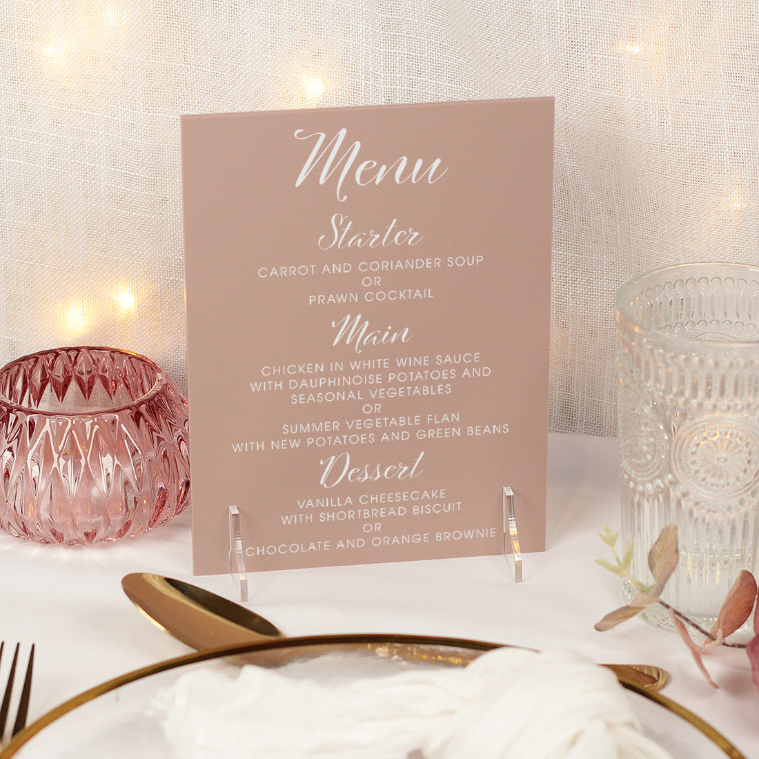 Elegant Script Pastel Acrylic Menu