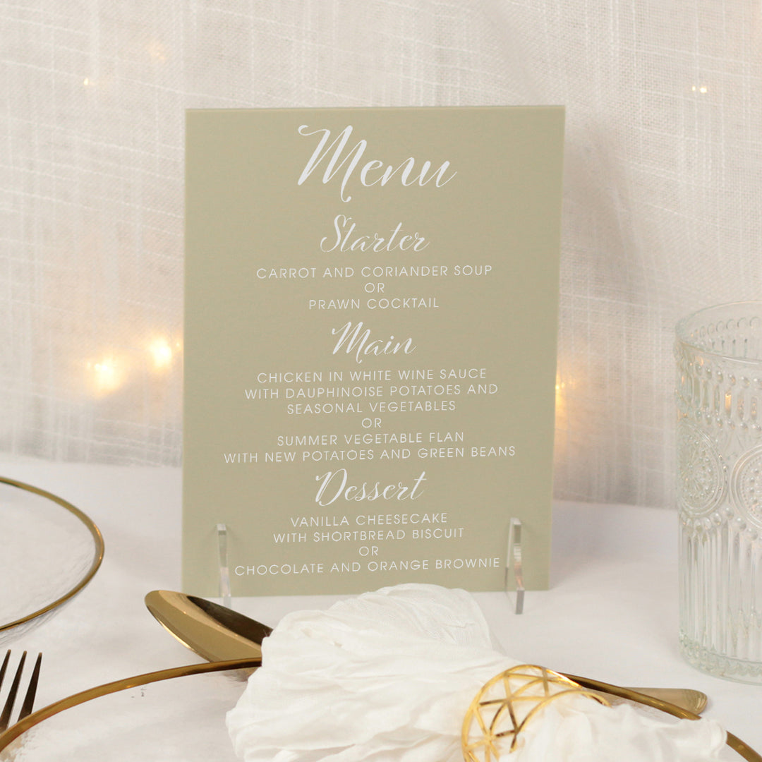 Elegant Script Pastel Acrylic Menu-Weddings by Lumi