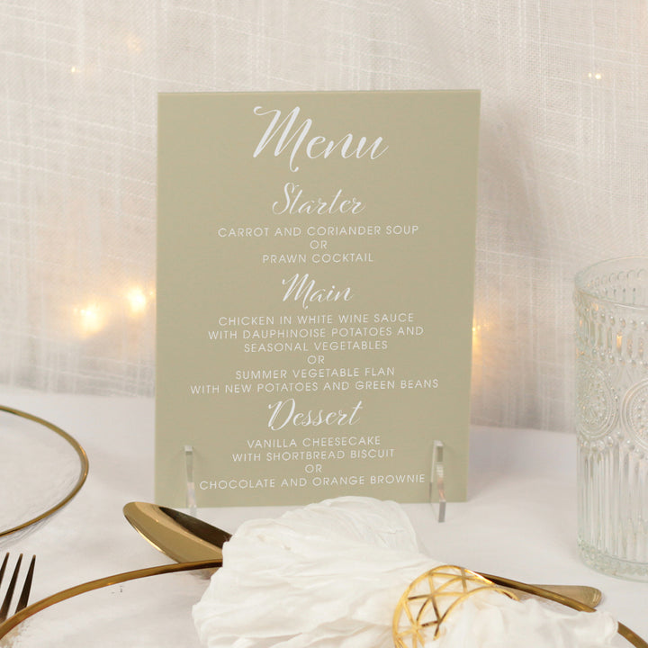 Elegant Script Pastel Acrylic Menu-Weddings by Lumi