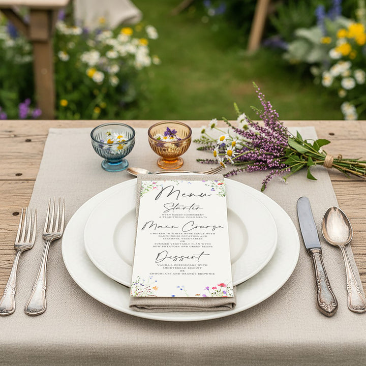 Watercolour Wildflower Menu Postcard