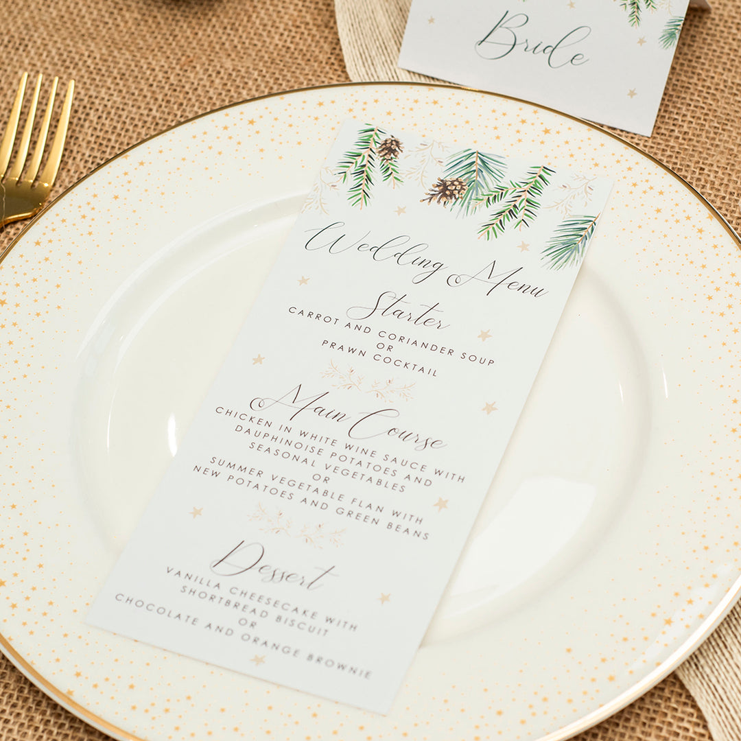 Winter Fern Menu Postcard-Weddings by Lumi