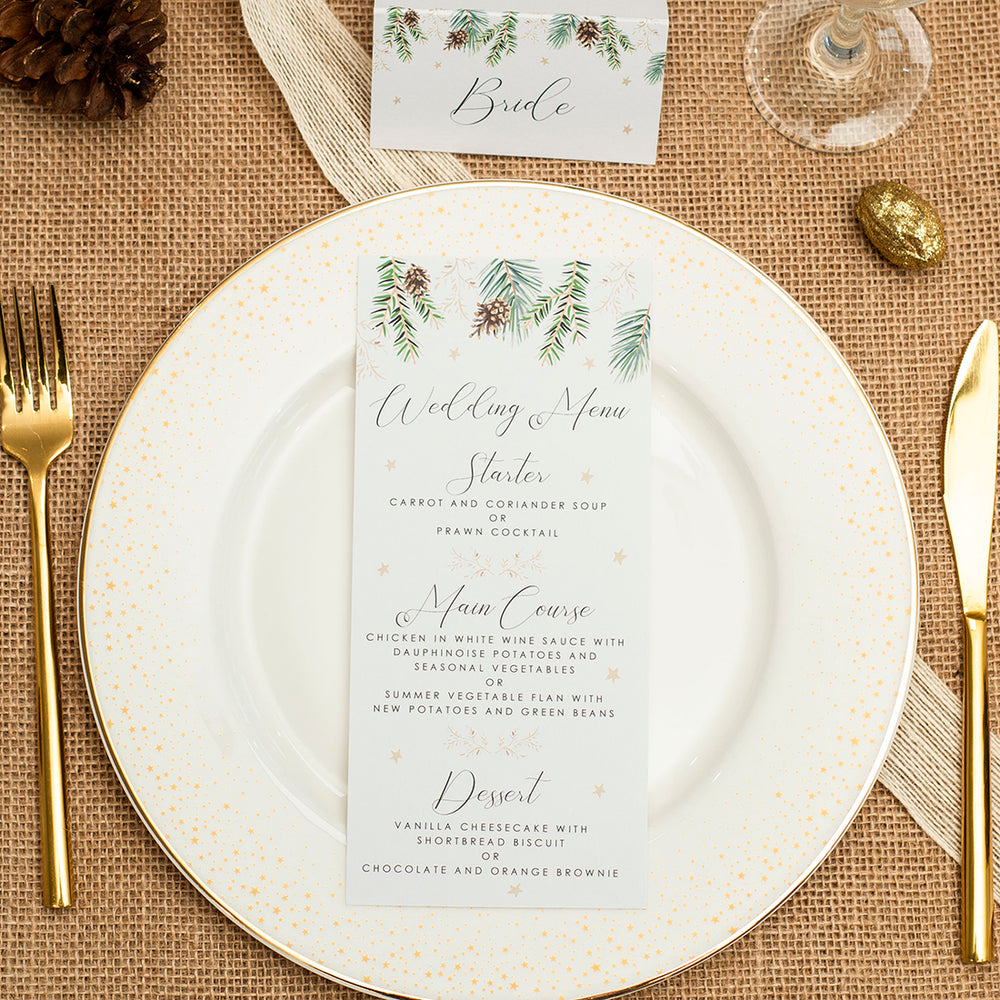 Winter Fern Menu Postcard-Weddings by Lumi